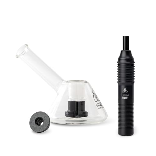 HIZEN Vaporizer Stilus Mini + Glasbong Starter Set - Verdampfer für Kräuter, Konduktion Kräuterverdampfer mit USB-C, Aluminium Gehäuse, modular erweiterbar - nikotinfrei