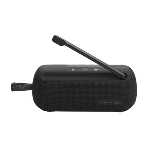 JBL Tuner 3 Tragbares DAB/DAB+/UKW Bluetooth Radio mit 6 Sendern, Bis zu 15 Std Wiedergabe, IP68 Wasser- und staubdicht, Auracast Multi-Cast-Verbindung, Kompatibel mit JBL Portable App, Schwarz