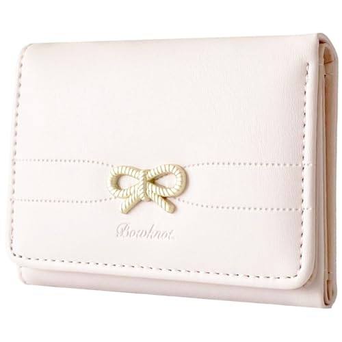 Coquette Girls Wallet Small Cute for Women Bow Aesthetic ID Window for Ladies (Pink)