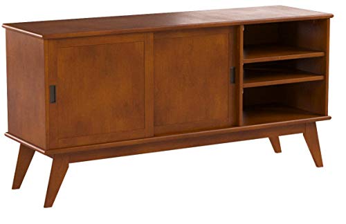Simpli Home Draper SOLID WOOD Universal TV Media Stand, 60 inch Wide, Modern Industrial, Living Room Entertainment Center, Shelves, Cabinets, for Flat Screen TVs up to 70", Teak Brown - Thumbnail 7