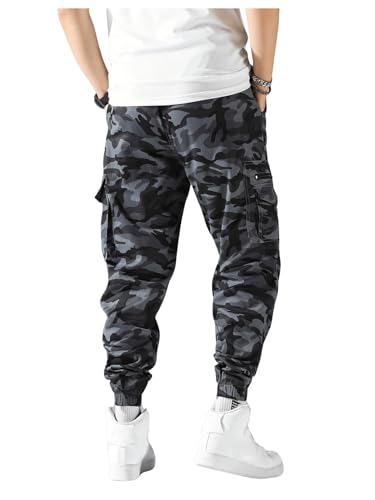 OYOANGLE Men's Camo Casual Joggers Pants Drawstring Waist Streetwear Tapered Pant with Pockets2