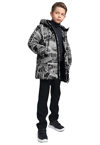 Artistic b&w collage jacket. Hood & full zipper offer stylish, everyday warmth and protection.