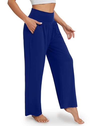 Image of Gracyoga Wide Leg Yoga Pants for Women Casual Loose Cozy Sweatpants High Waisted Lounge Pajama Flowy Pants With Pockets