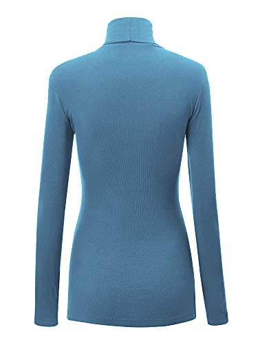 Image of Lock and Love Women's Turtleneck Top Lightweight Long Sleeve Slim Fit Pullover, Soft Rayon Stretch Layering Basic, S-3XL