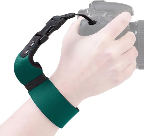 OP/TECH USA SLR Camera Wrist Strap – Neoprene Quick Release Strap for DSLR, Mirrorless & Film Cameras – Thin Vintage-Style Camera Holder Accessory - (Forest Green) - Made in USA