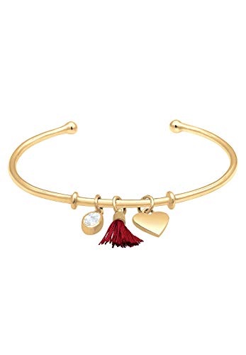 Preisvergleich Produktbild Elli Armband Armreif Herz Tassel Zirkonia 925 Silber Rouge