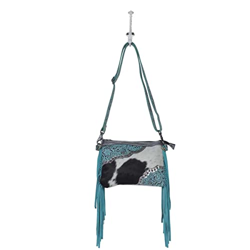 MB Genuine Leather Animal Print Silver Teal Turquoise Crossbody Bag with Fringe Women Stylish Ladies Fashion Designer3