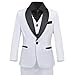 Boys Suit Toddler Tuxedo Slim Fit Set White Communion Suits for Boy Formal Dress Clothes Kids Wedding Outfit with Black Shirt Tie Size 8