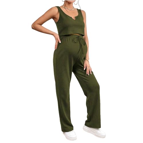 Tenues d'été pour femme enceinte avec pantalon salopette gym et top sans manches homewear