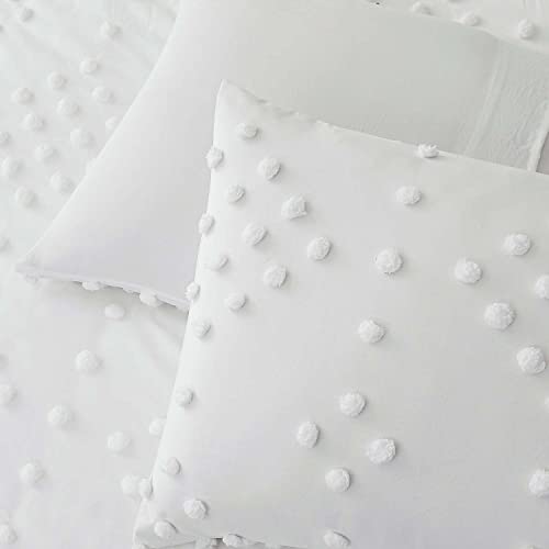 Geniospin White King Size Comforter Set, 8 Pieces Aesthetic Pom Comforter Sets, Bed In A Bag King, All Season Down Alternative Bedding Set, Soft Microfiber Lightweight, Warm And Breathable (102" X90") #TOP7