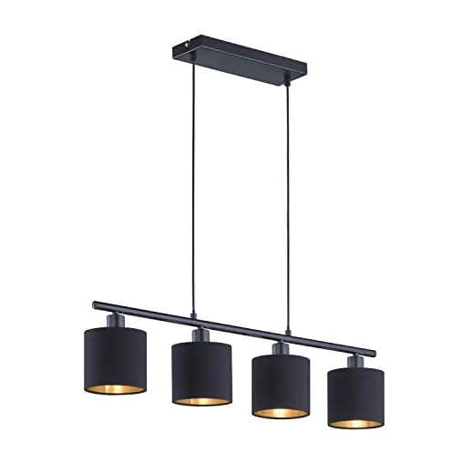 Reality Leuchten Tommy R30334079 Pendelleuchte, Metall Schwarz Matt, Stoffschirm, Schwarz
