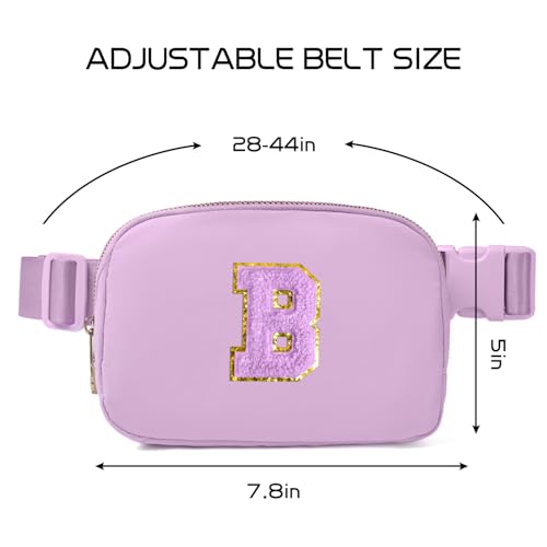 Image of Gitus Gifts for 8 9 10 11 12 Year Old Girls Belt Bag Fanny Pack Crossbody Bags with Initial Letter Patch Cute Stuff Birthday Gifts for Teen Girls Women Personalized Trend Stuff (Lavender-B)