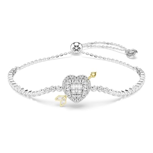 Swarovski Bracelet Idyllia, Tailles variées, Cœur avec flèche, Blanc, Métal rhodié