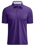 MAGCOMSEN Polo Shirts for Men Short Sleeve Golf T-Shirt Cotton Collared Shirt Fitted Tennis Polos Business Casual Shirts Fashion Purple, XL