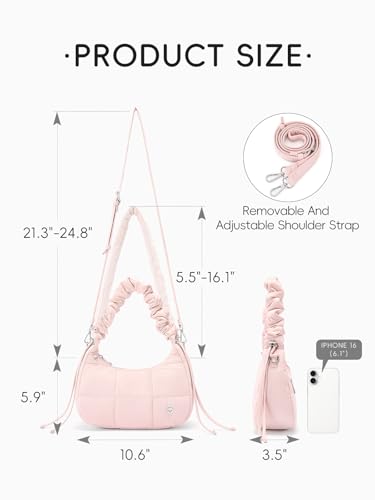 Image of WESTBRONCO Small Puffer Shoulder Bag, Quilted Crescent Crossbody Bags for Women Nylon Daily Purse, Womens Puffy Handbags