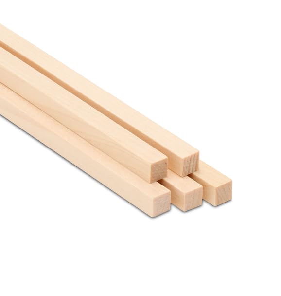 WoodpeckersDIY Wooden Square Dowel Rod 1/4-inch x 36 Pack of 5 Hobby Wood Sticks for Crafts, Wood Trim & Architecture Model Making,