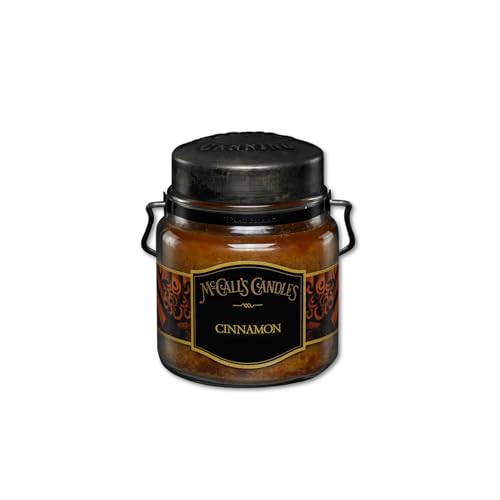 Image of McCall's Candles | Cinnamon | 16 oz Two-Wick Scented Candle | USA-Poured | Vintage Rustic Jar with Carrying Handle | Bold Spiced Cinnamon Fragrance