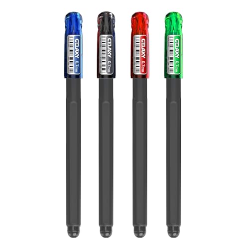 Image of Luxor Schneider Gelaxy|Refillable Gel Pen|Pack of 4-(Blue+Black+Red+Green)|0.7mm Precise Writing|Quick Dry Ink | German Technology|Smooth Writing Experience| Ideal for Students & Professionals