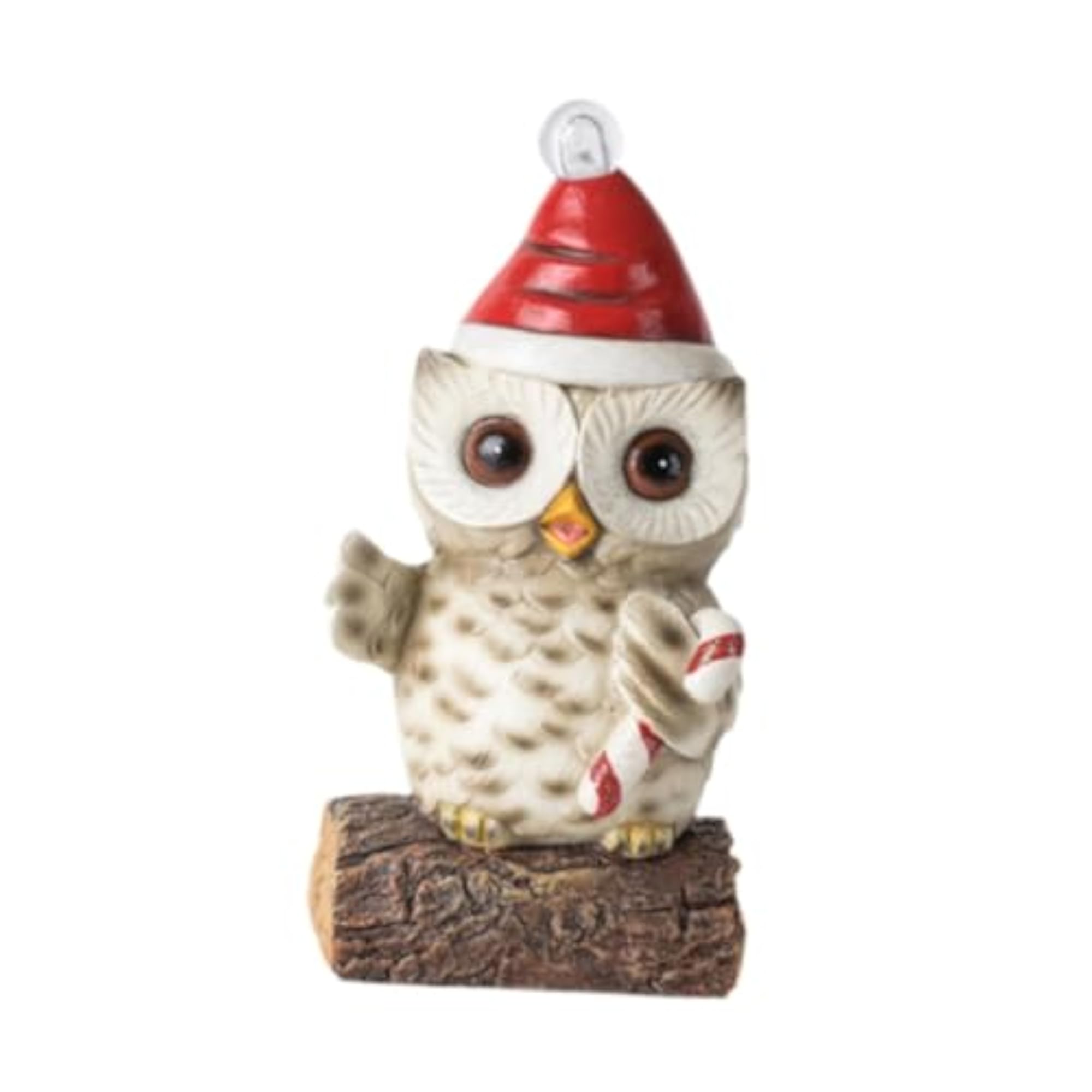 Christmas Owl Sculpture with Light Decor Figurine
