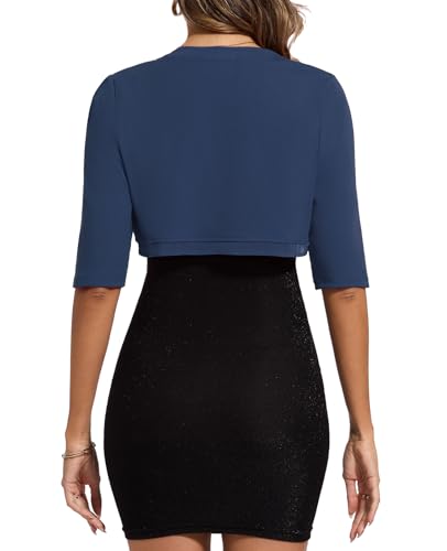 Image of MINTLIMIT Women's Bolero Shrug Top 3 /4 Sleeve Open Front Cropped Cardigan Boleros Jackets for Dresses