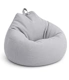 Highdi Puff Salon Adulto 100 x 120 CM Sin Relleno, Gigante Puff Gaming - Algodón y Lino, Duradero y cómodo, Gris Bean Bag Chair para Salón, Dormitorio y Sala de Juegos