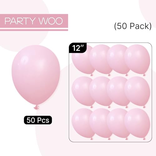 Image of PartyWoo Light Pink Balloons 50pcs Pastel Pale Baby Pink Color 12 Inch