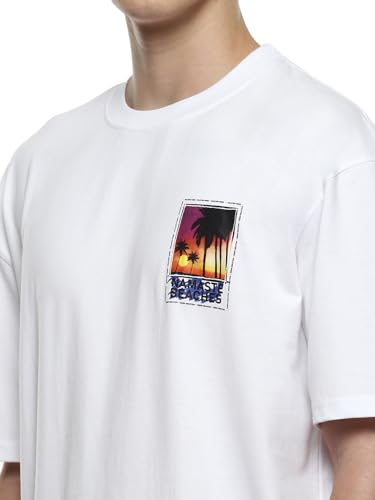 Image of hummel Vacay Men's Oversize Fit, Drop Shoulder Crew Neck Graphic Print Casual T-Shirt