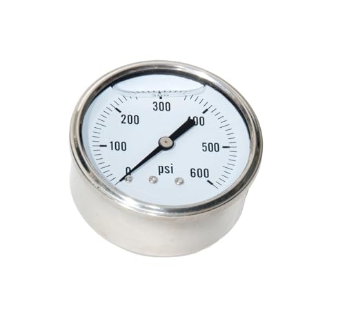 Manomètre 0-600 PSI liquide inox 1/4 NPT CBM pour compresseur et pompe