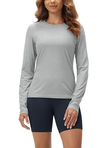 Image of ODODOS Women's Long Sleeve T-Shirt - Ultra Soft odSTRATUM Tech Performance Top UPF 50+ Breathable Crew Neck Pullover