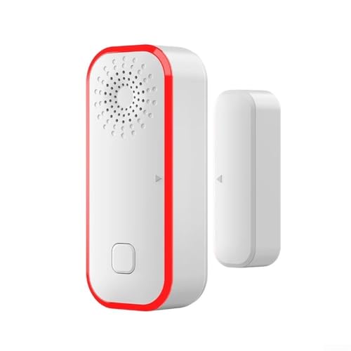 Sawhamale Sensor magnético de puerta WiFi para Tuya Smart Home - Sonido de 100dB y alarma de luz roja, funciona con puertas seguras, color blanco