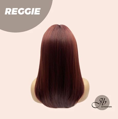 Miniatura 4 de REGGIE - Peluca de color rojo oscuro con flequillo completo, lacio, natural, sin pegamento, pelucas rectas para mujeres, pelucas sintéticas