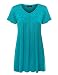 MBJ WT1057 Womens V Neck Short Sleeve Pleats Tunic Top XXXL JADE