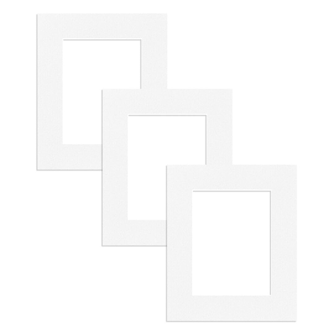 Alison Kingsgate 12X10 White Picture Mounts for 8X6 Aperture – Precision Cut Cardboard Photo Mounts – Ideal for Frames, Posters, Prints, Artwork & Certificates - (Pack of 3)