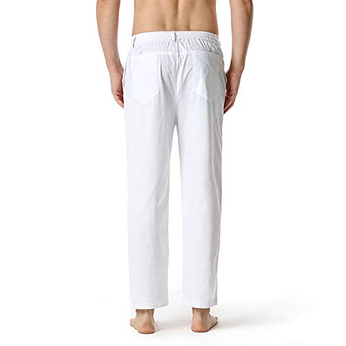 Plus Size Linen Pants Mens Yoga Beach Loose Fit Casual Summer Elastic Waist Drawstring Baggy Trousers with Pockets3