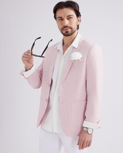 MAGE MALE Mens Blazer Casual Linen Sport Coat Lightweight Two Buttons Suit Jackets3