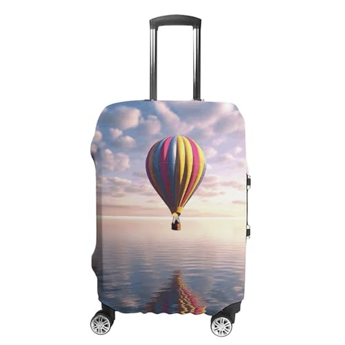 Anti-Scratch Luggage Cover Hot Air Balloon Over The Sea Printed Luggage Case Protector Washable Suitcase Covers Elastic Suitcase Protector for Size XL (30-32 inch) Luggage