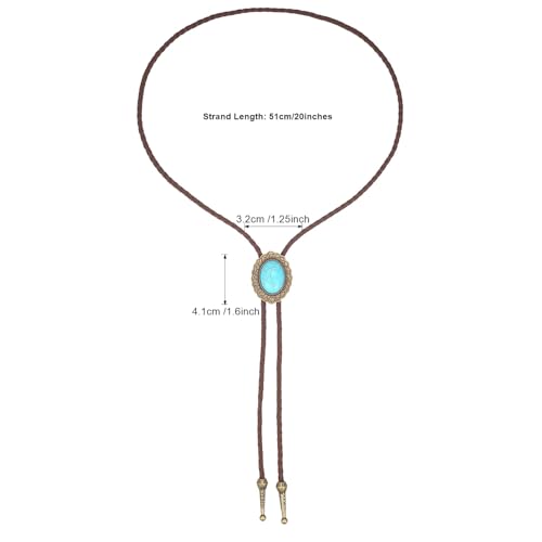 Image of AZORA Western Cowboy Bolo Tie Men Leather Necktie Leather Cord Turquoise Stone Bolo Ties for Men Women