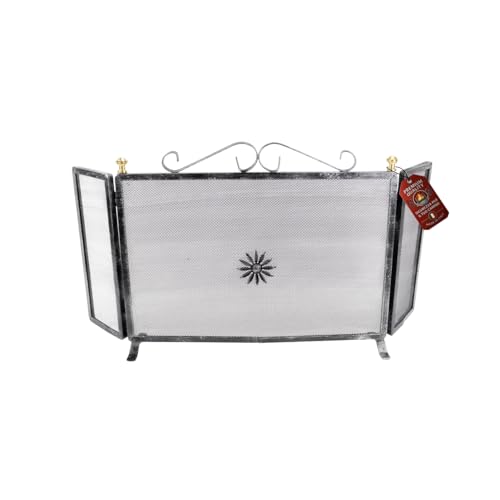 MOHOME Funkenschutz für Eckkamin Schwarz Schmiedeeisen verschließbare Türen 80 x 40 cm Gitter Spritzschutz Made in Italy Kamin Kaminschutz Schutz für Ofen und Kamine Kaminzubehör