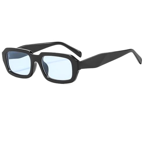 Lunettes de soleil rectangulaires avec verres de luxe punk finitions haute qualité noir et bleu