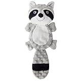 PetHomey No Stuffing Squeaky Dog Toys Plush Chew Toy for Small Medium Puppy Large Breed, Stuffless Cute Animal Plush Toy for Indoor Play, Tough Durable Teething Interactive Gift, Raccoon,Gray