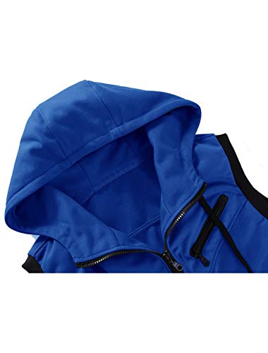 Chaleco con capucha para hombre Uxcell slim fit azul con cremallera y bolsillos prácticos 4