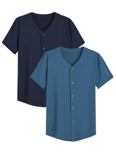 Image of Latuza Men's Bamboo Viscose Button Down Pajama Shirt 2 Pack