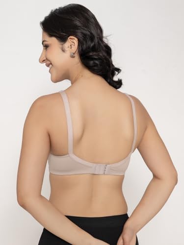 Image of INKURV Seamless Non-Padded Bra for Women | Non-Wired Cotton Full Coverage T-Shirt Bra | Thin Adjustable Straps | Double Layered Cups | Anti Sag Lift Up Support | Luna Combo of 2
