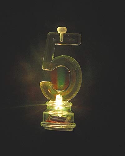 Unique Number 5 Flashing Candle Holder & Candles, 3", Multicolor #TOP4