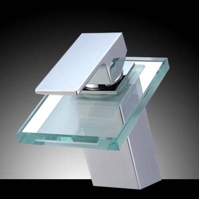 Wasserfall Glas Armatur Waschbecken Bad Chrom Wasserhahn Waschtisch Einhebelmischer Waschtischarmatur Einhandmischer Badarmatur Waschbeckenarmatur
