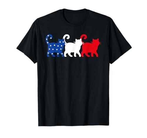 USA Flag Cats 4th of July Men Women Kids Funny Patriotic T-Shirt