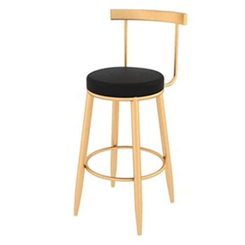 FanXus High Chair Home Living Room Company Beauty Nail bar chair Ergonomic Backrest and Golden Chair Legs, Sitting Height 75 cm(Color:Black) (Black) Made in China