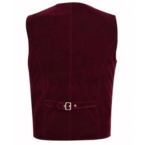 Darkrock Men's Designer Stylish Premium Quality Casual Red Velvet Vest3