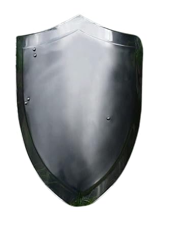 Medieval Knight Heater Shield | Armor Metal Warrior Cosplay Shield | Battle Crusader Authentic Fantasy Replica Shield | Best Gift 24 Inch Silver, Silver, 24 Inch
