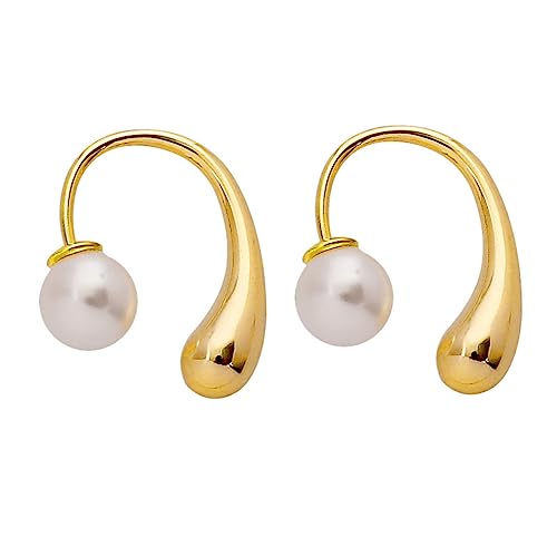 DEARMAMY 1 Par Pendientes De Perlas Con Pendientes De La Joyería Pendientes De Tachuelas Para Mujer Aretes Pendientes De Mujer Pendientes Para Mujer Golden Cobre